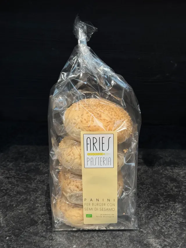 Aries Pasteria Panini per Burger Sesamo 220 g 4 Pezzi