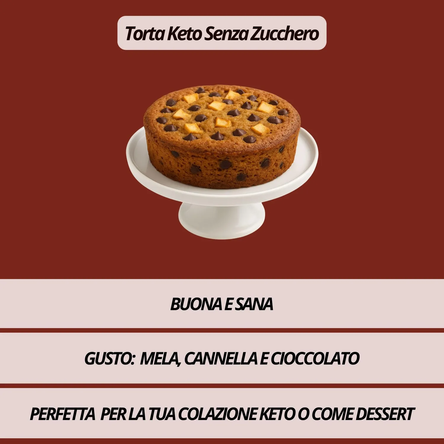 Keto 01 Carb Mela Cannella Cioccolato torta keto 500g senza glutine
