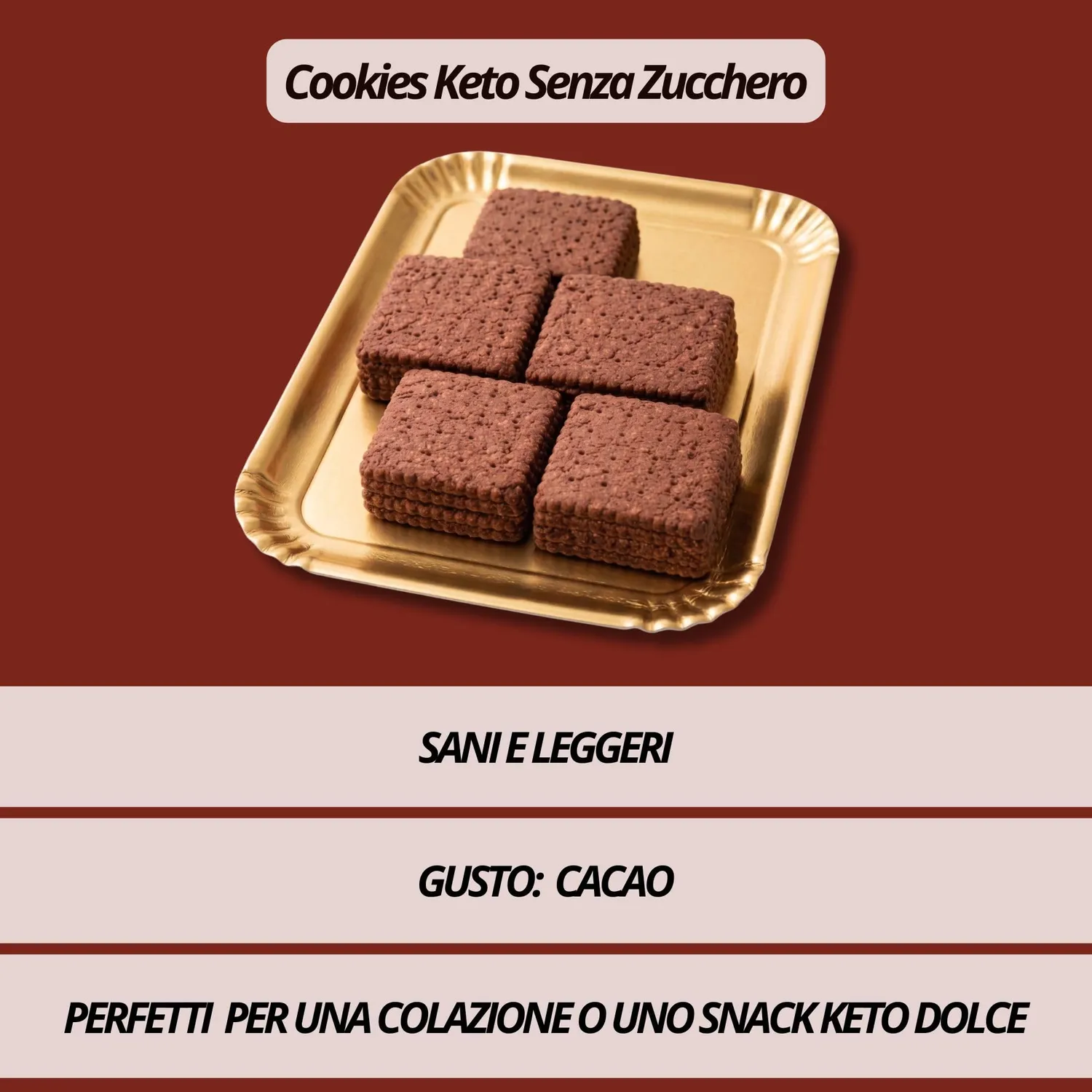Keto 01 Carb Cookies Cacao 220g senza zucchero