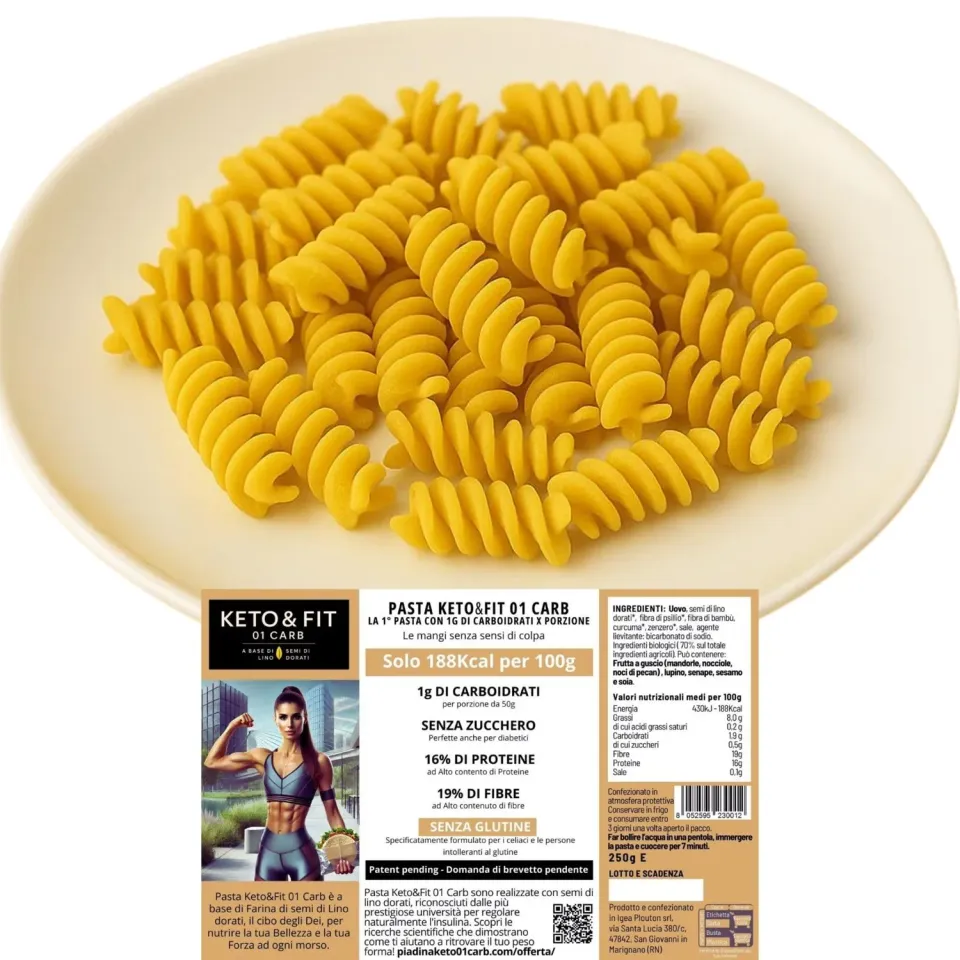 Keto 01 Carb Fusilli pasta keto senza glutine 250 g