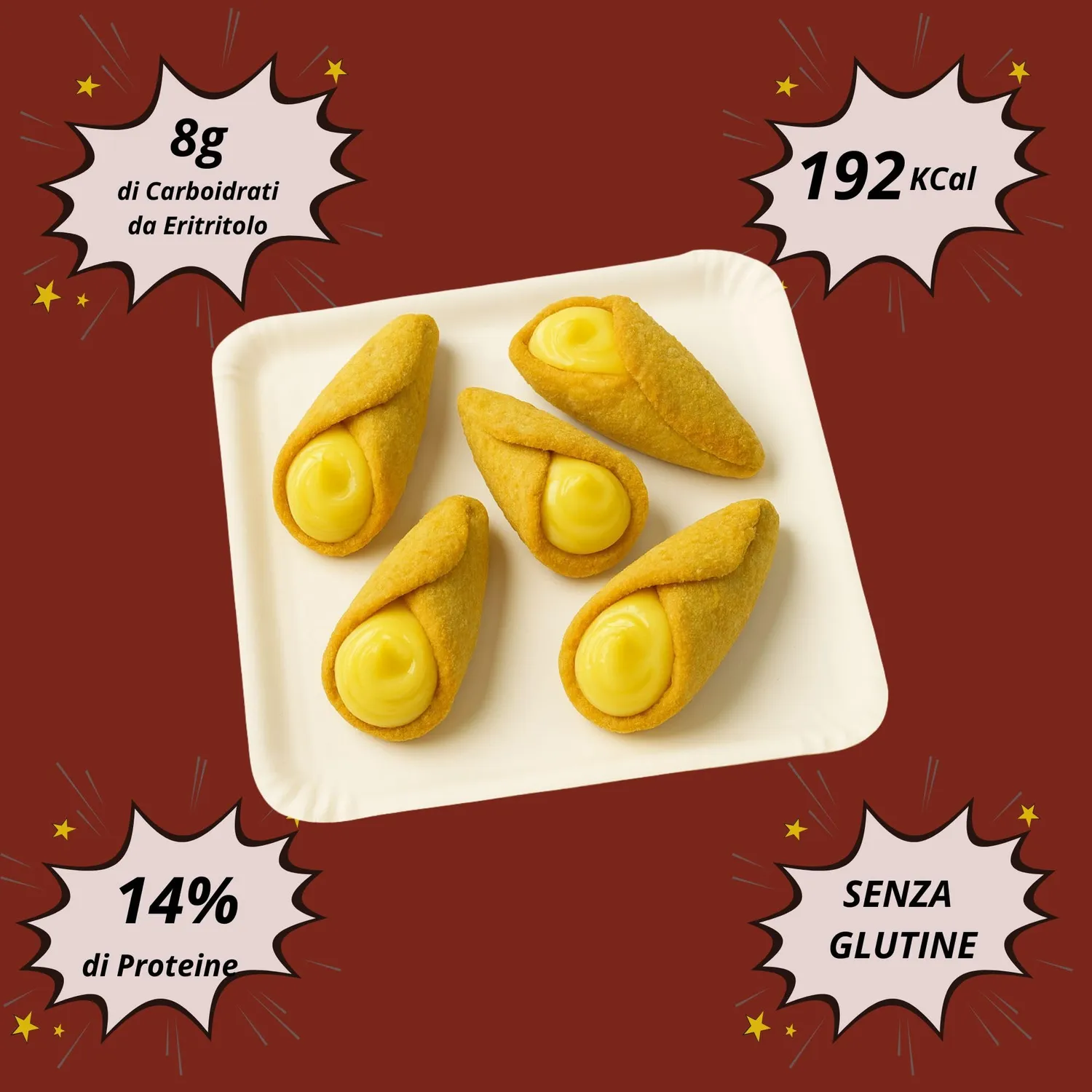 Keto 01 Carb Cornetti crema 5x50g senza zucchero