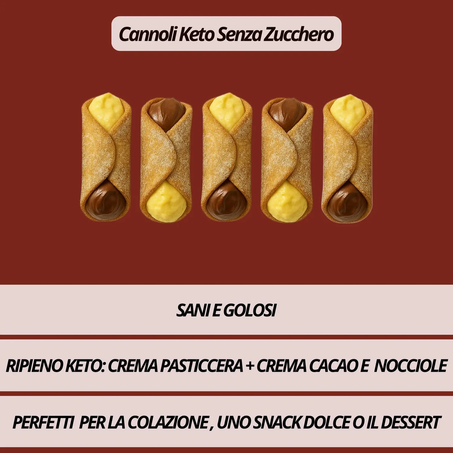 Keto 01 Carb Cannoli Siciliani Bigusto cannoli 5x50g senza zucchero