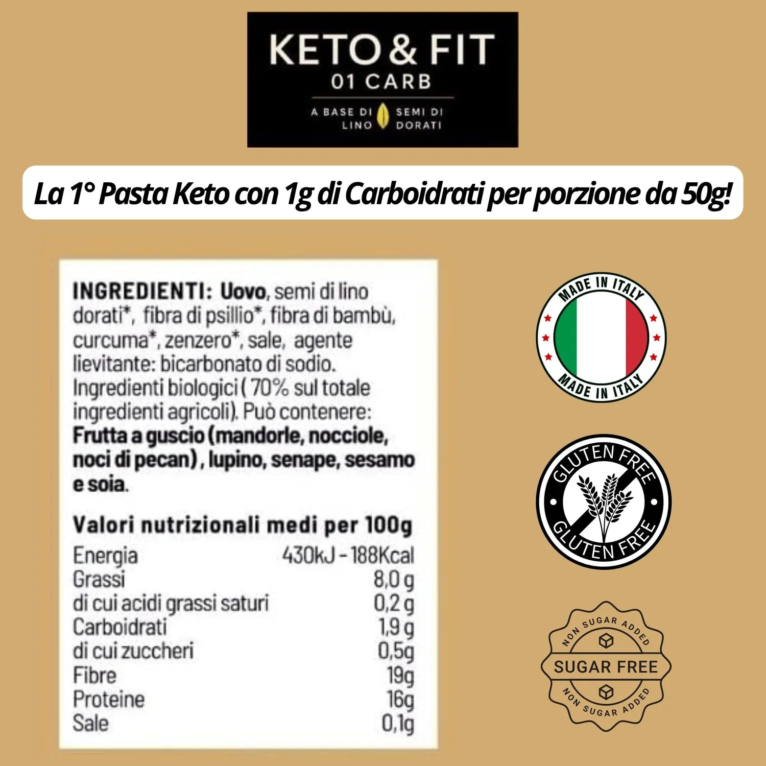 Keto 01 Carb sfoglia lasagne keto 250 g senza glutine
