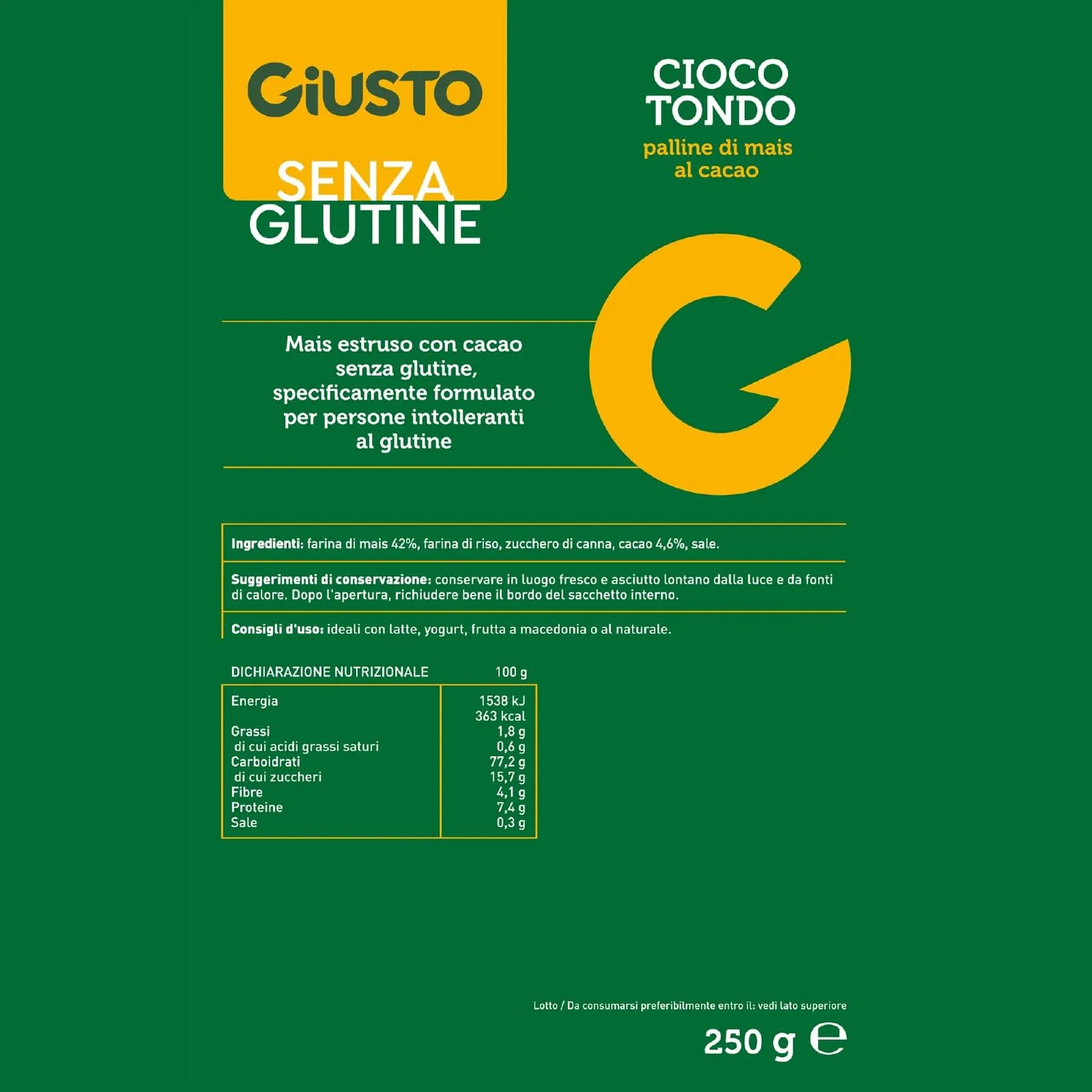 Giusto Cioco Tondo cereali senza glutine 250 g