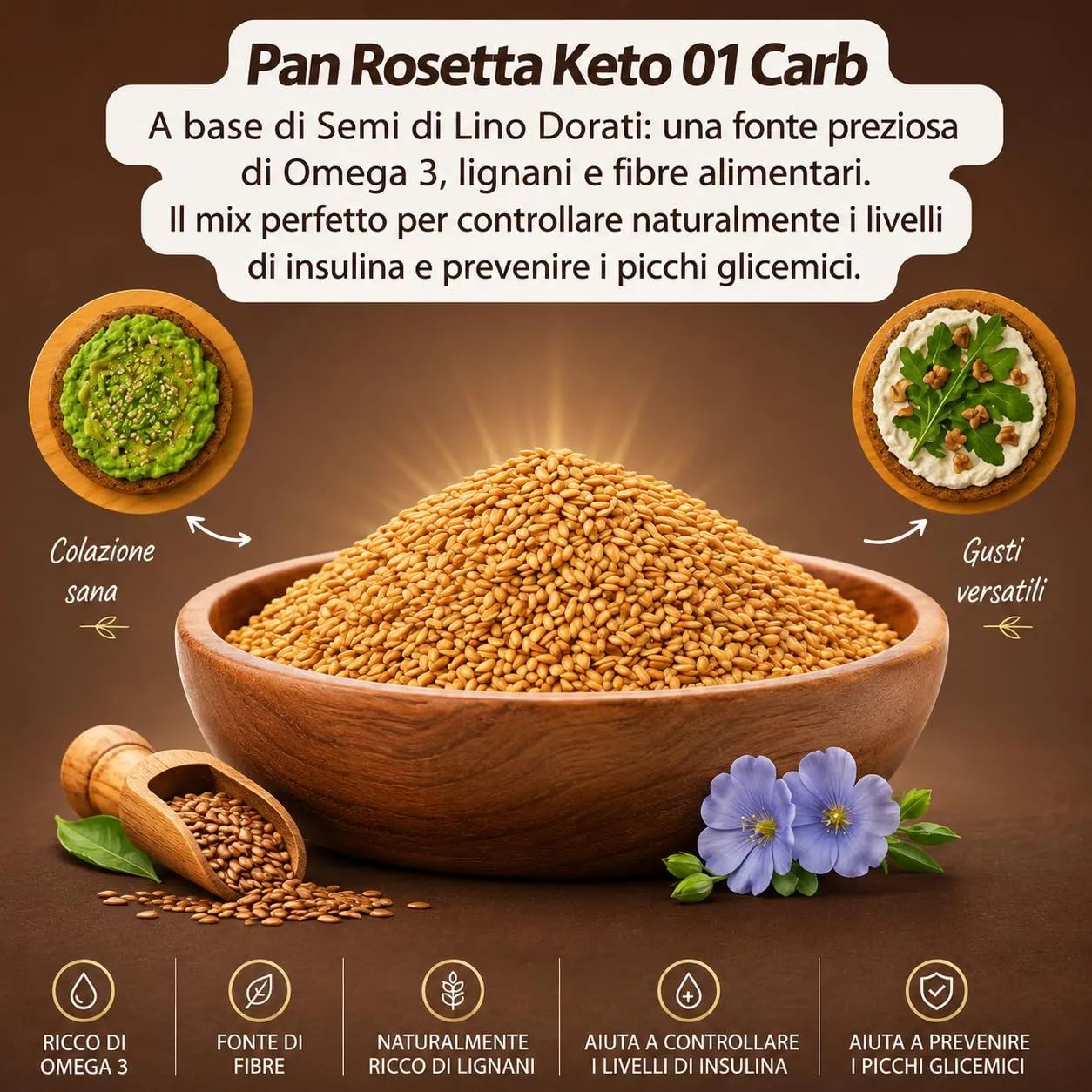Keto 01 Carb pan rosetta 3x120g 1g carboidrati senza glutine