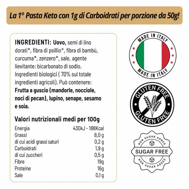 Keto 01 Carb Maccheroni pasta keto 250 g low carb