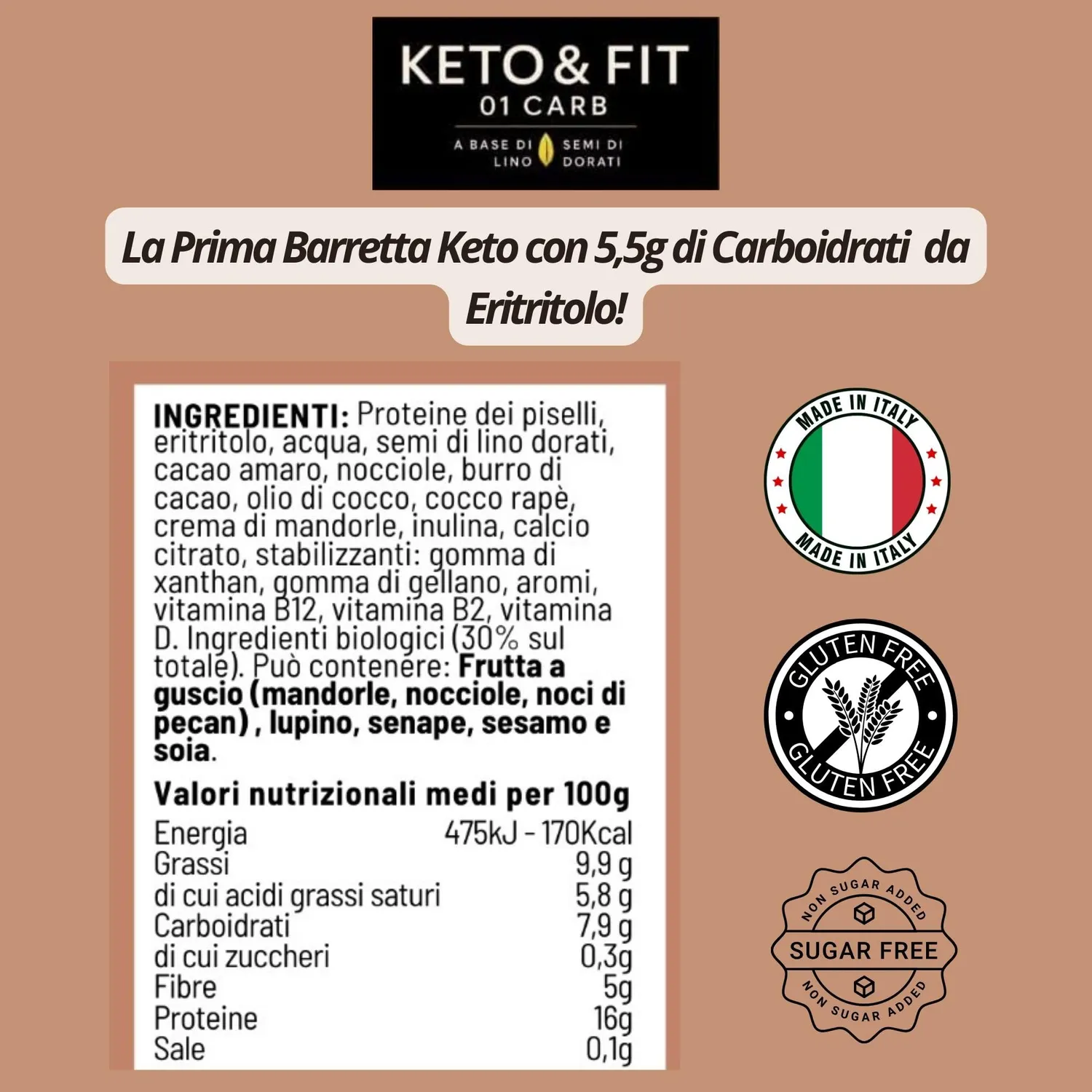 Keto 01 Carb Barrette cioccolato cocco senza zucchero 3x70 g