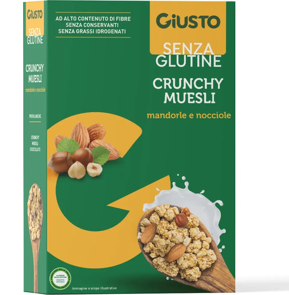 Giusto Crunchy Muesli Mandorle Nocciole cereali 375g senza glutine