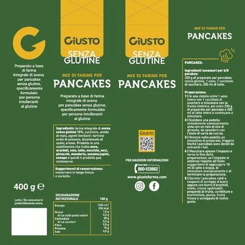 Giusto Preparato Pancake Senza Glutine 400g avena