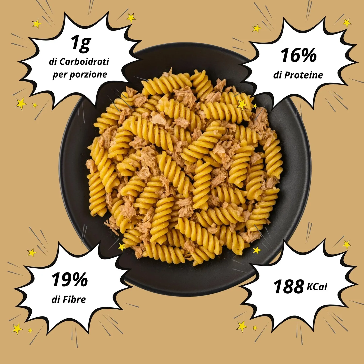 Keto 01 Carb Fusilli pasta keto senza glutine 250 g