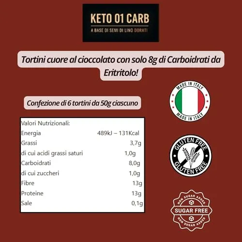 Keto 01 Carb Tortino cuore cioccolato senza zucchero 6x50 g