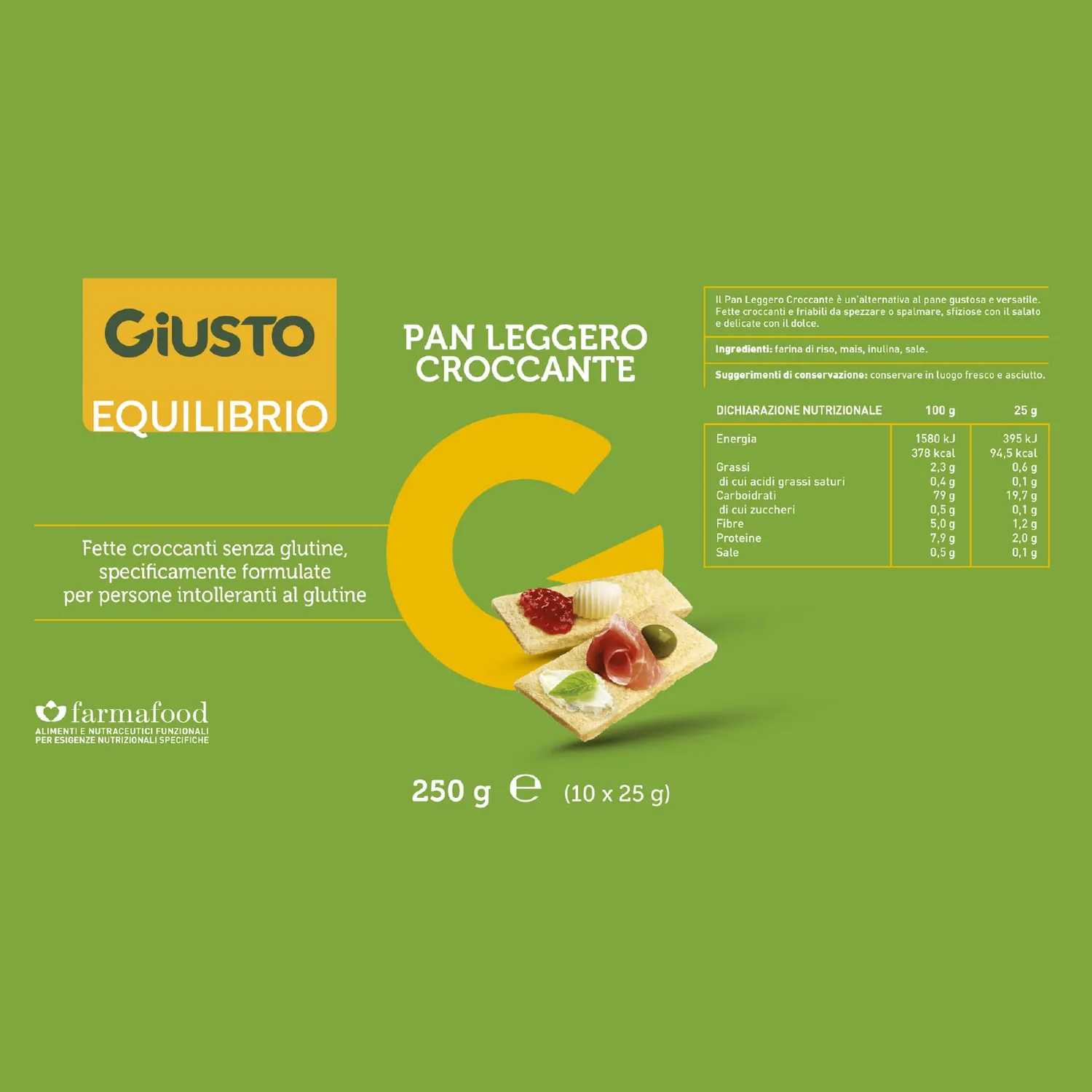 Giusto Pan Leggero Croccante pane senza glutine 250 g