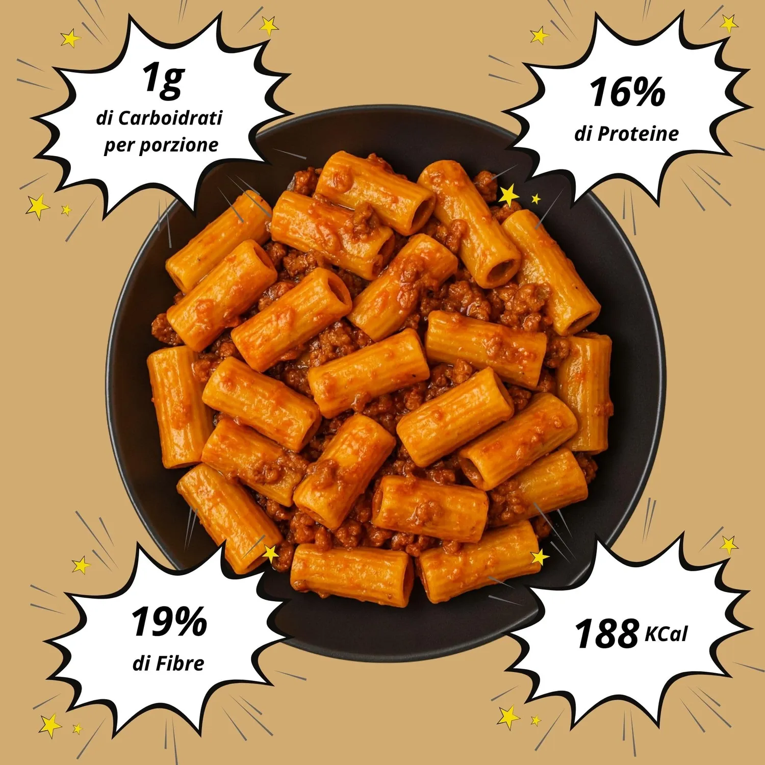 Keto 01 Carb Rigatoni pasta keto 250g senza glutine