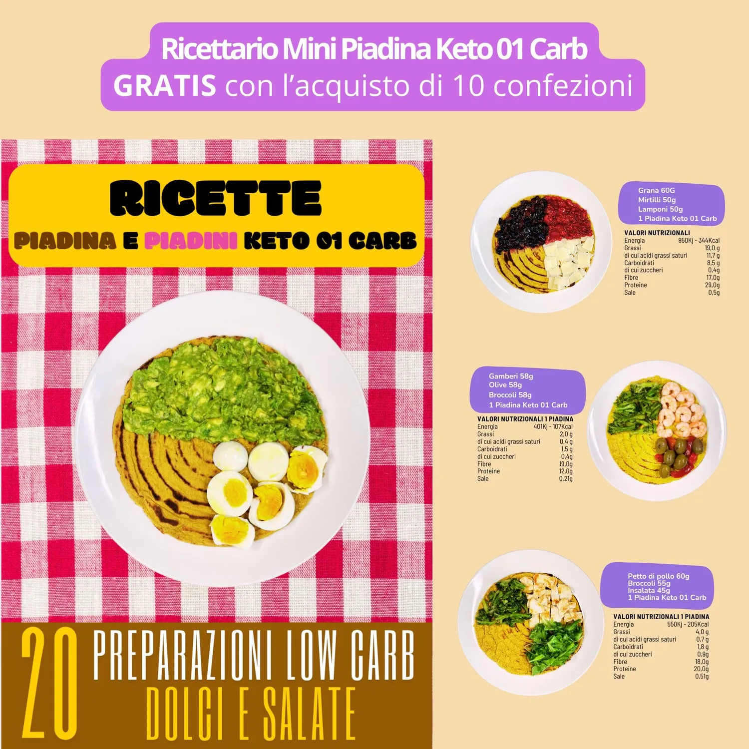 Keto 01 Carb mini piadina keto 5x45g 0,5g carboidrati