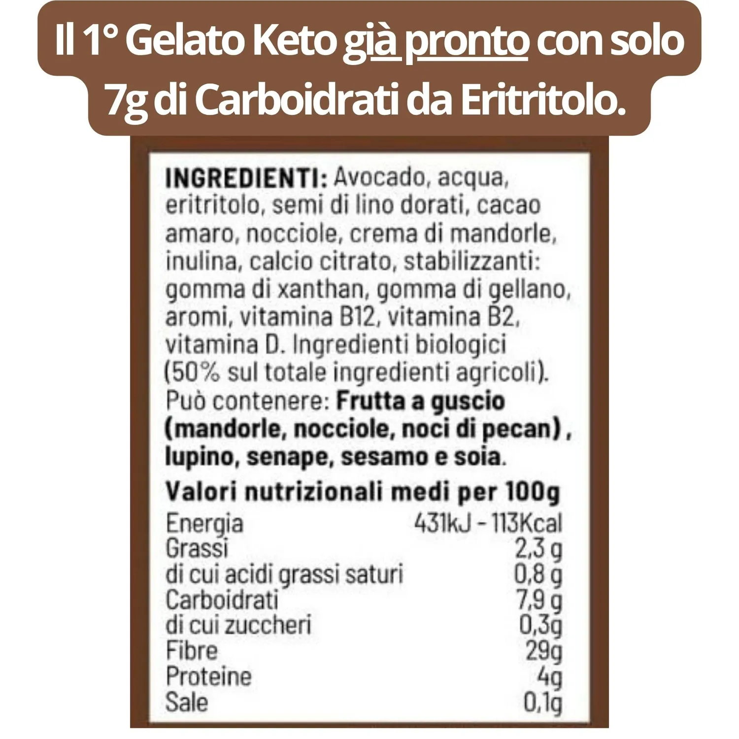 Keto 01 Carb Gelato al Bacio 400g senza zucchero vegan