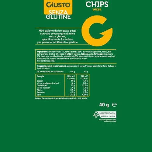 Giusto Chips alla Pizza snack senza glutine 40 g