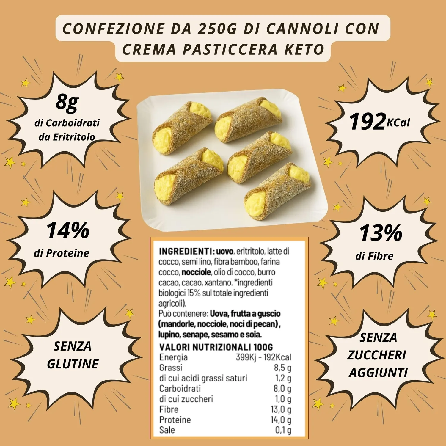 Keto 01 Carb Box Pasticceria box 5 pezzi crema pasticcera