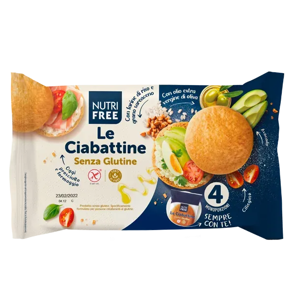 Nutrisi Le Ciabattine panini 4 monoporzioni senza lattosio