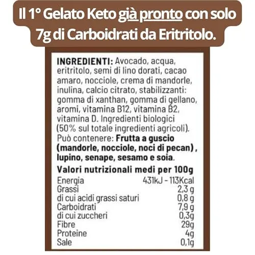 Keto 01 Carb Gelato al Bacio 400g senza zucchero vegan