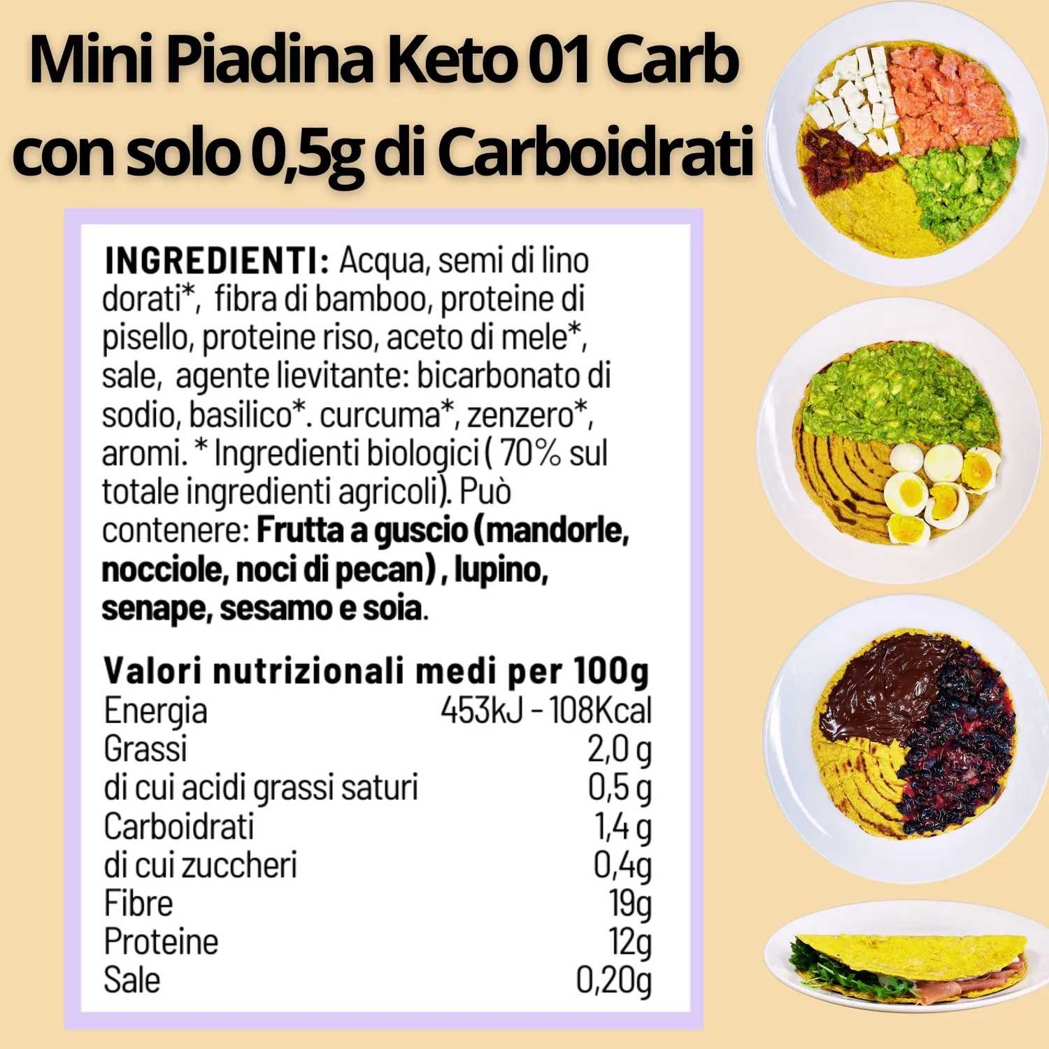 Keto 01 Carb mini piadina keto 5x45g 0,5g carboidrati