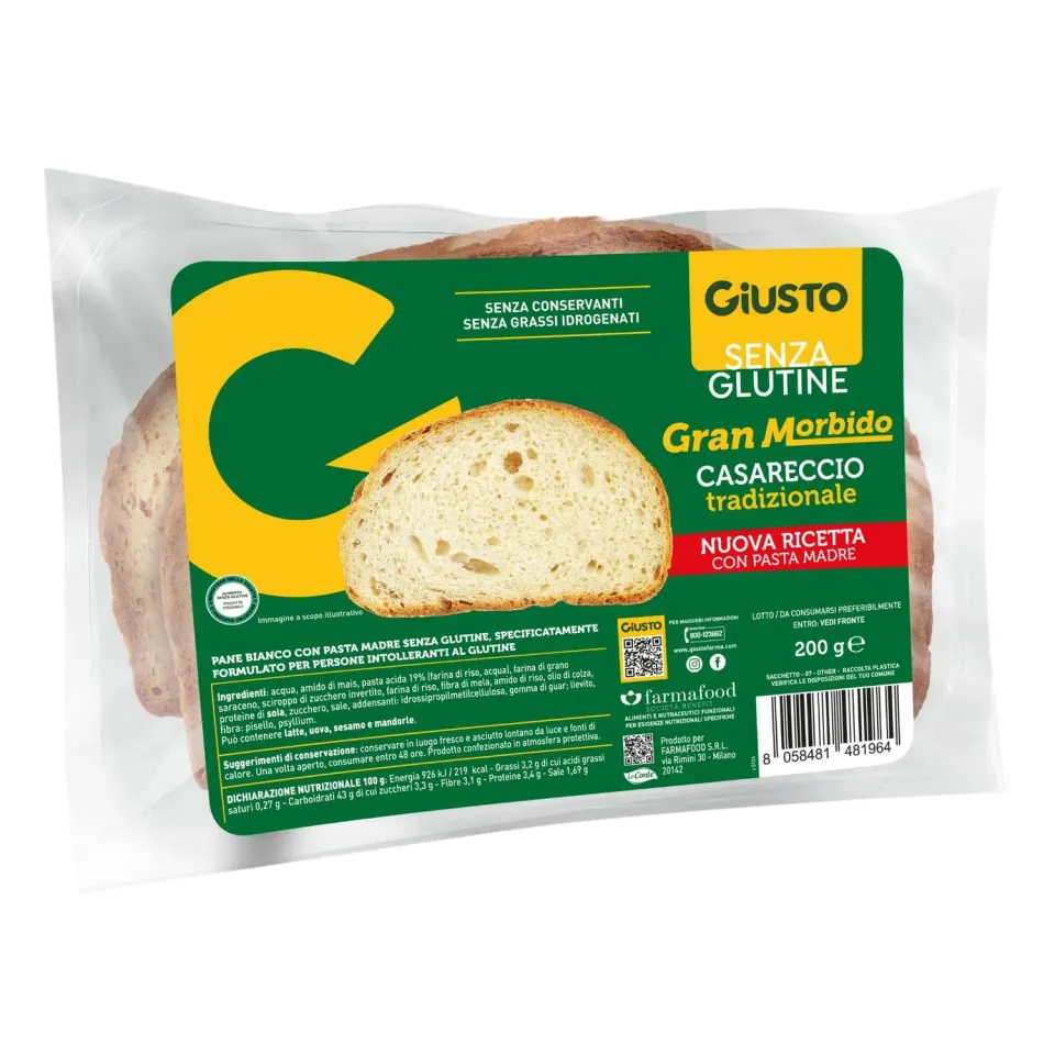 Giusto Gran Morbido Tradizionale pane bianco senza glutine 200 g