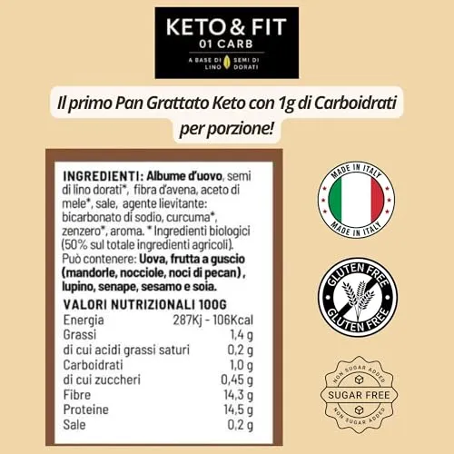 Keto 01 Carb Pangrattato 350g senza glutine 1g carb