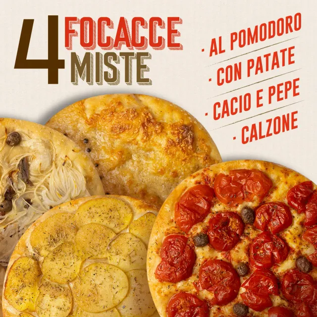 SanNicò Box 4 Focacce Baresi classica patate cacio pepe cipolla