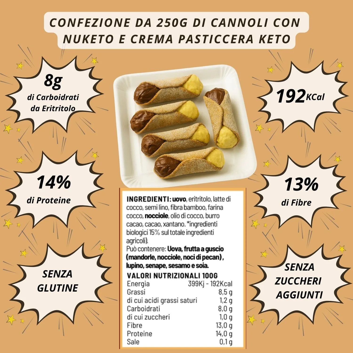 Keto 01 Carb Box Pasticceria box 5 pezzi crema pasticcera