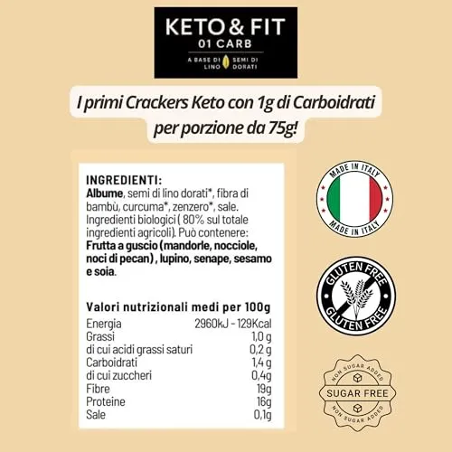 Keto 01 Carb Crackers Rosmarino 200g senza glutine