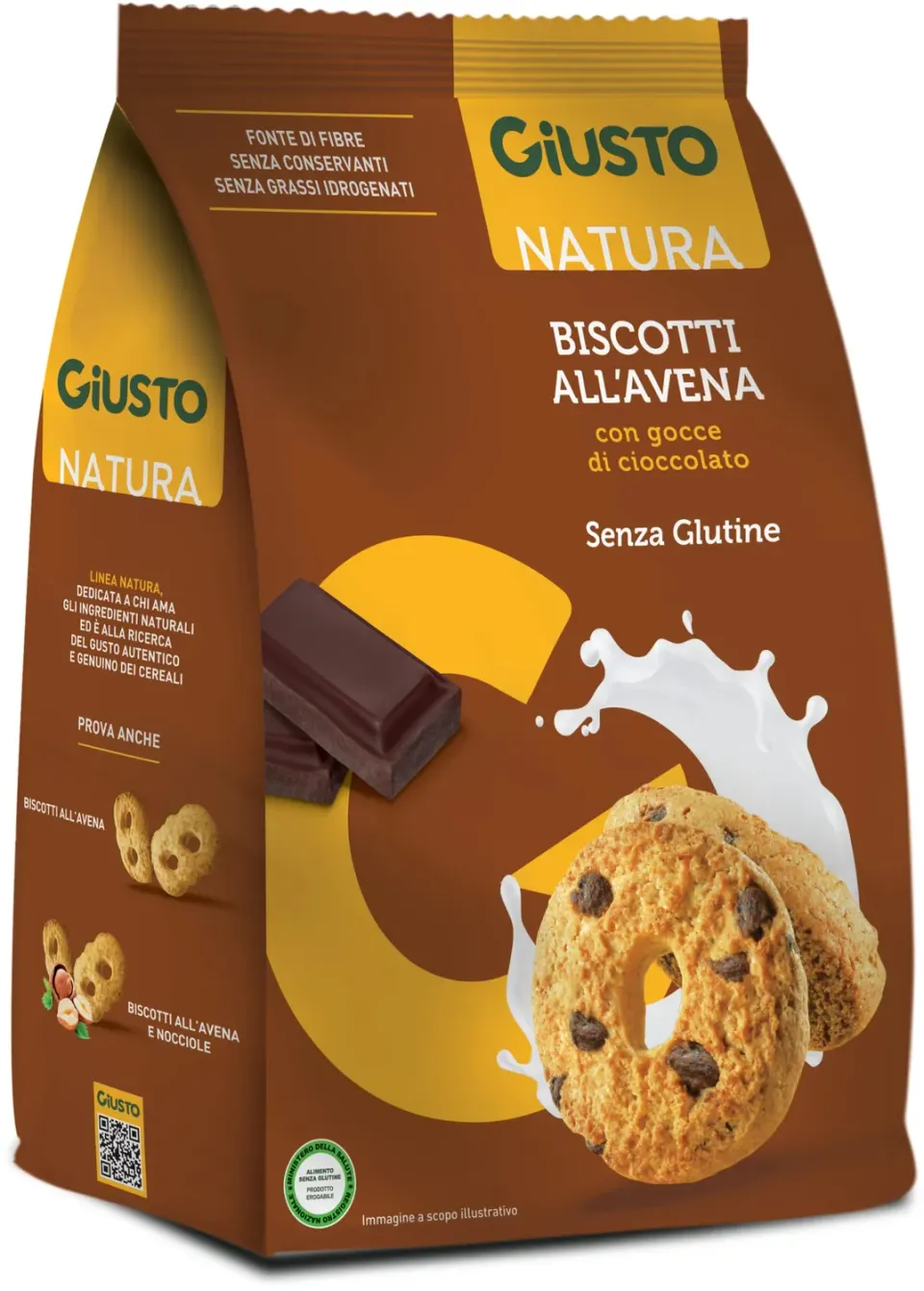 Giusto Natura biscotti avena cioccolato senza glutine 250 g