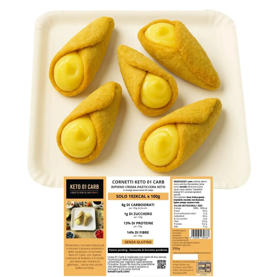 Keto 01 Carb Cornetti crema 5x50g senza zucchero