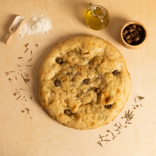 San Nicò Bianca Rosmarino Olive focaccia barese artigianale
